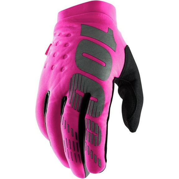 100% Brisker Gloves - Neon  Pink/Black Full Finger Women's Large
