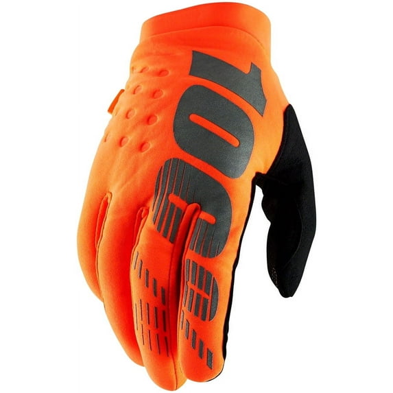 100% Brisker Men's Full Finger Gloves: Fluo Orange/Black LG