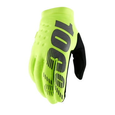 100% Brisker Men's Full Finger Gloves: Fluo Yellow LG