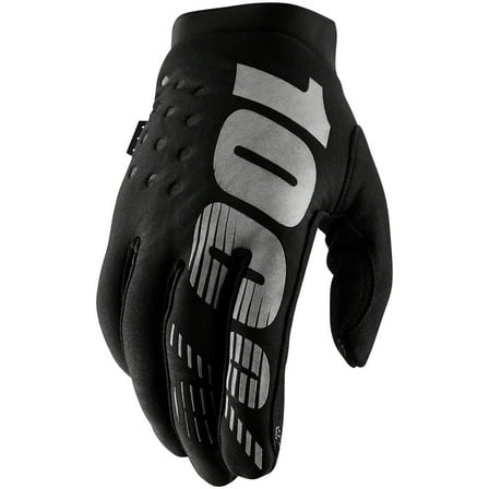 100% Brisker Youth Full Finger Gloves: Black/Gray LG