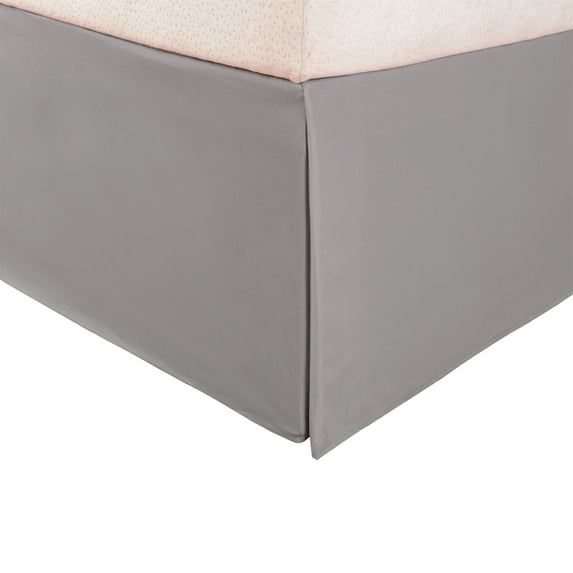100% Brushed Microfiber Bed Skirt with a 15" Drop Length and Inverted Box Pleats Silver / Queen