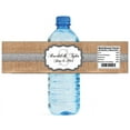thumbnail image 1 of 100 Burlap Silver Glitter Monogram Wedding Anniversary Bridal Shower Water Bottle Labels 8"x2", 1 of 1