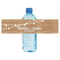 thumbnail image 1 of 100 Burlap and White Market Lights Wedding Anniversary Engagement Party Water Bottle labels Bridal Shower, 1 of 4
