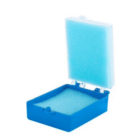 100/Bx Dental Crowns & Bridge Box Insert Foams Blue Plastic with Clear Lid Medium 2"