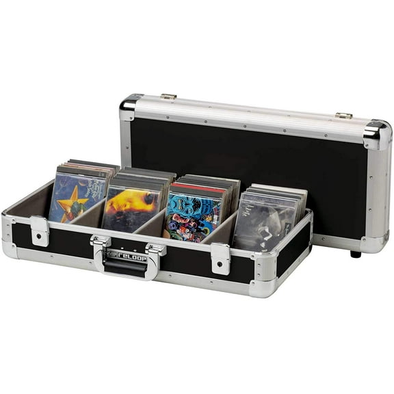 100 CD Case - Professional CD Case, Robust Construction, 4-Fold Division, 2 Lockable Snap Fits, Black