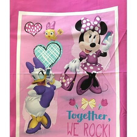 100% COTTON Printed Panel Fabric Minnie & Daisy - "Together, WE ROCK" SOLD PER PIECE 45"WIDE SOLD BY THE PIECE