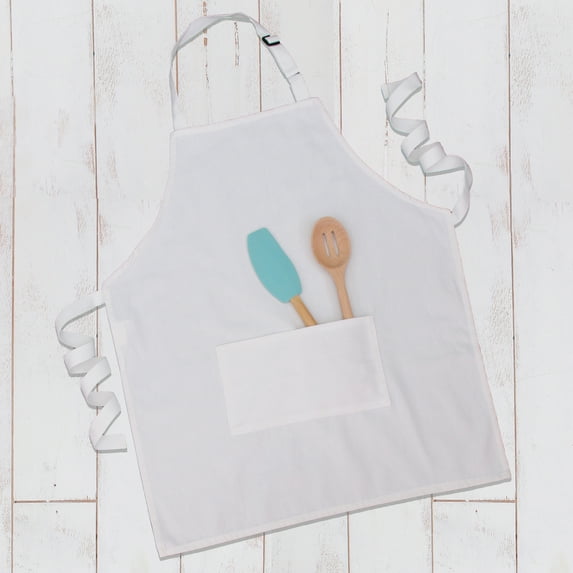 100% Canvas Cotton Adjustable Apron Bib with Twin Pocket | White | For Cooking Kitchen BBQ Chef Crafts | 26" x 31" Large Size - 6 Colors Available