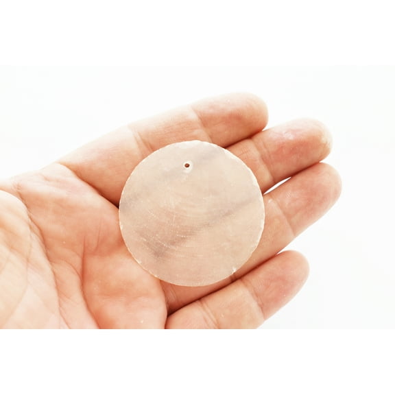 100 Capiz Shells White Round Cut 2" Diameter (50mm) - One Hole - For Crafts Windchimes Ocean Art