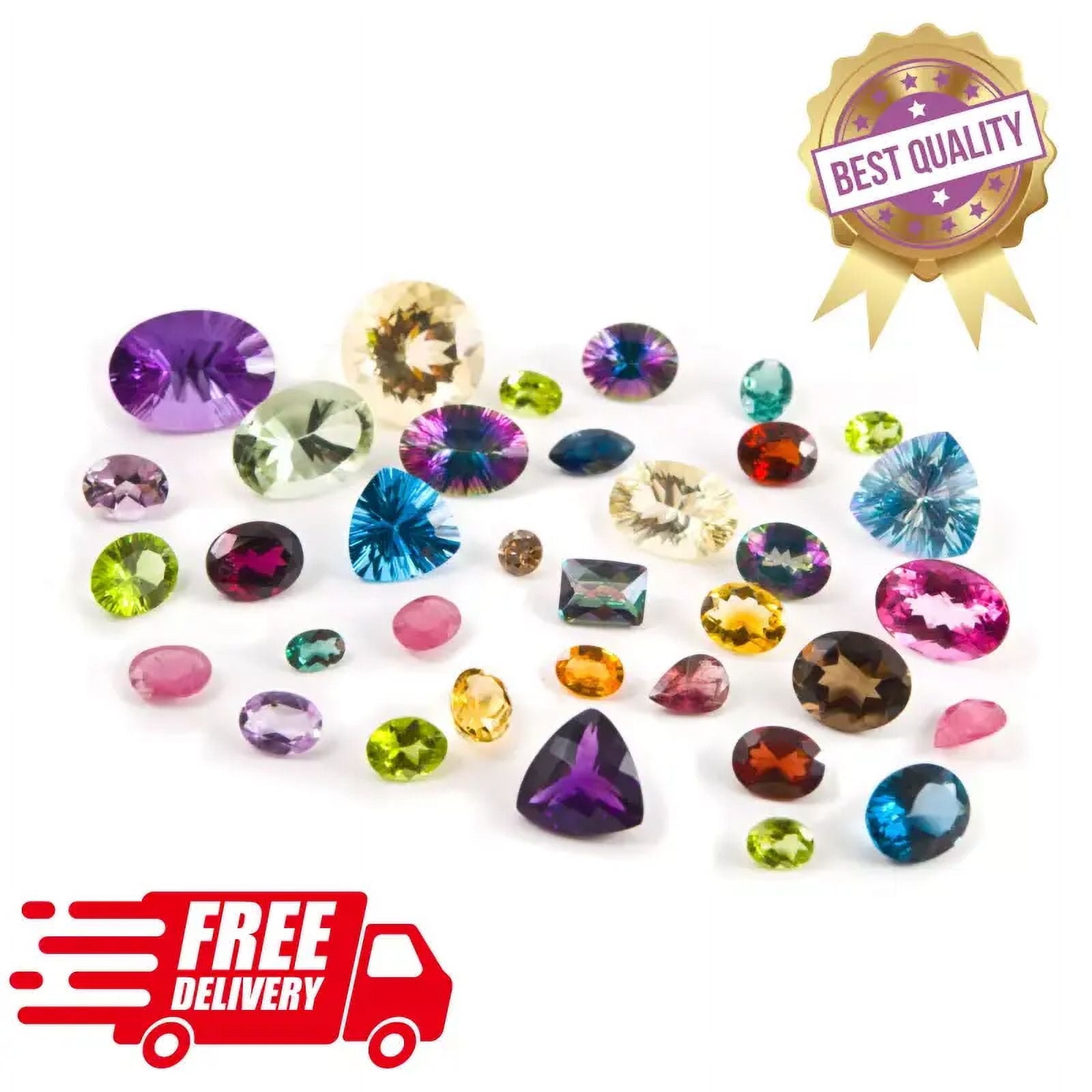 100+ Carats Mixed Loose Natural Semi-Precious Gemstones Faceted Multi-Color Stones for Jewelry Making