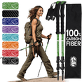thumbnail image 1 of 100% Carbon Fiber Trekking Poles by USA Brand - Ultra Strong Lightweight Collapsible Hiking Poles with Cork and EVA Foam Grips & Quick Adjustable Flip Locks, 1 of 6