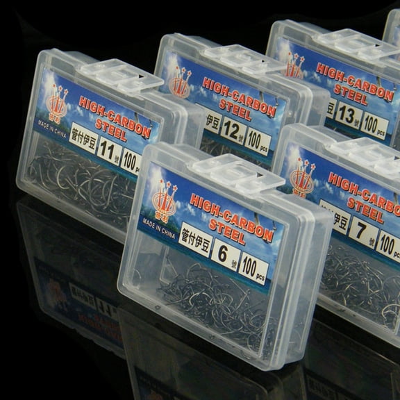 100 Carbon Steel Hooks with Izu Hook Box, Barbed Design for Enhanced Catching Efficiency (10)