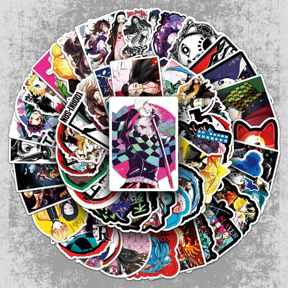 100 Cartoon Demon Slayer Stickers Colorful Aesthetic Vinyl/PVC Decals for Water Bottle, Phone, Case, Laptop, Skateboard, Gift for Kids, Teens, Boys and Girls