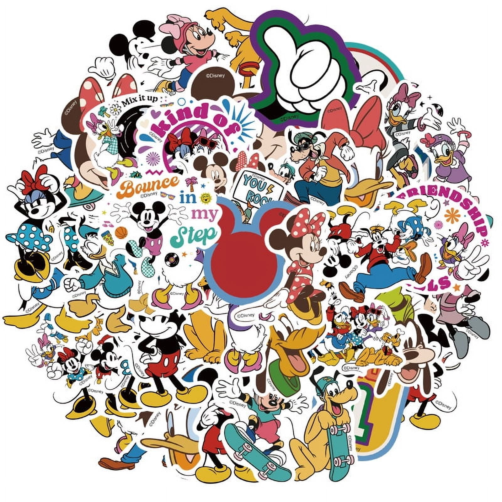 100 Cartoon Mickey Stickers Colorful Aesthetic Vinyl/PVC Decals for ...