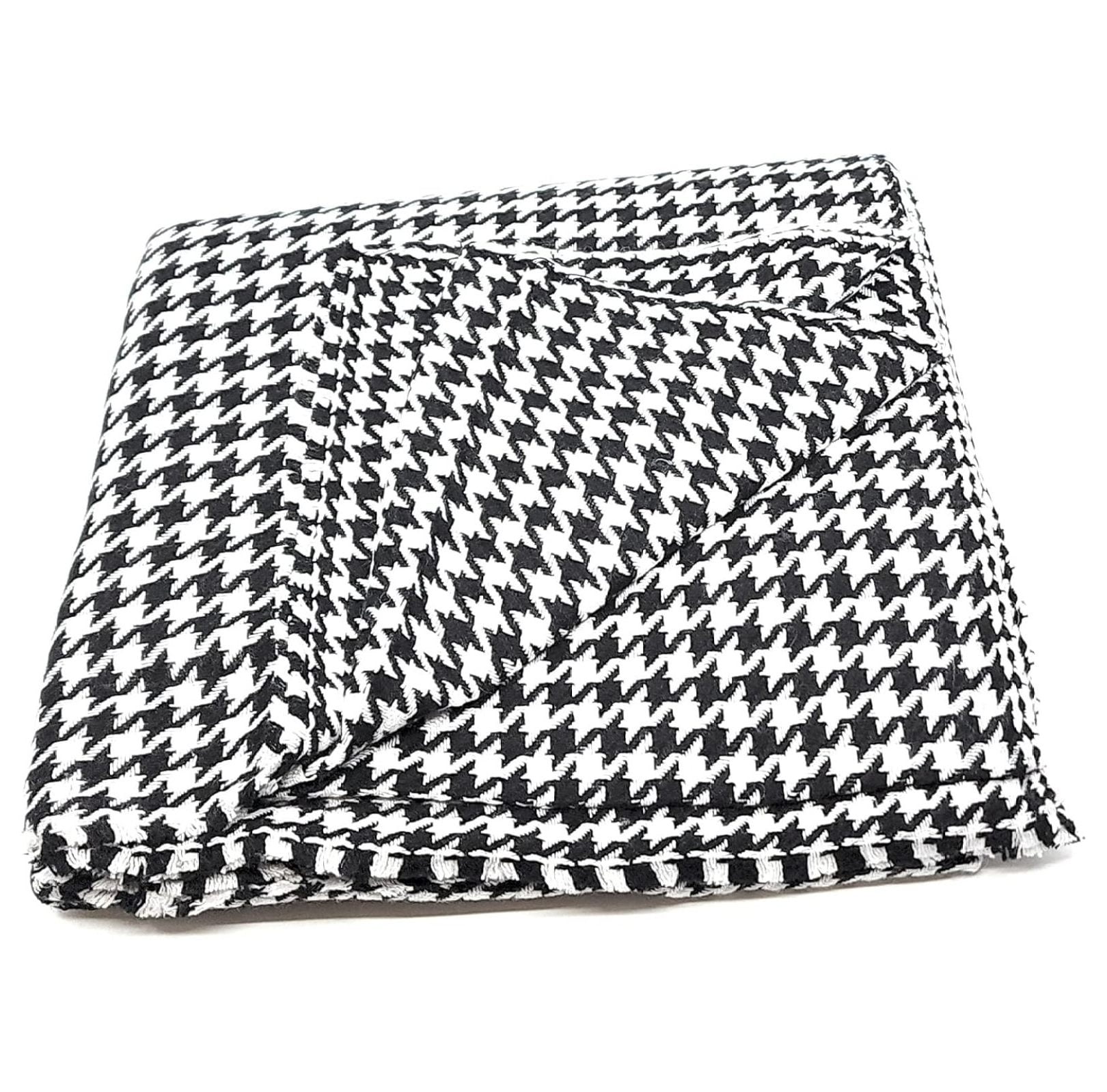 100 Cashmere Wool Soft Throw Blanket Handmade in Nepal 55" x 100" Houndstooth Pattern (Black