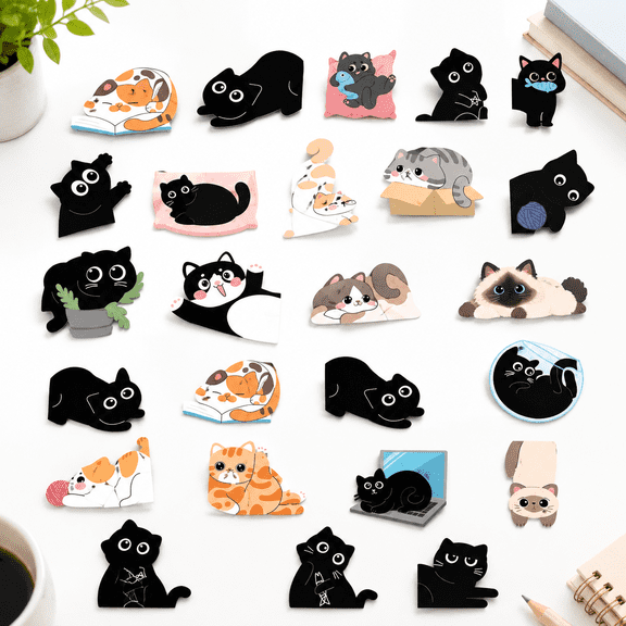 100 Cat Magnetic Bookmarks Bulk Set, Cute Foldable Corner Reading Marks for Book Lovers