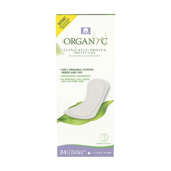 100% Certified Organic SE33 Cotton Flat Panty Liner - Everyday Sanitary Pad, Free from Wood Pulp, Perfumes, SAP and Chemicals - Light Flow+, 24 Count