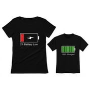TSTARS 100% Charged & Low Battery Toddler & Women's T-Shirts Funny Matching Set Mom Gift Black Medium / Child Black 3T