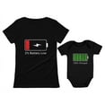 thumbnail image 1 of 100% Charged and Low Battery Baby Bodysuit & Women's T-Shirt Funny Matching Set Mom Black XX-Large / Baby Black Newborn (0-3M), 1 of 6
