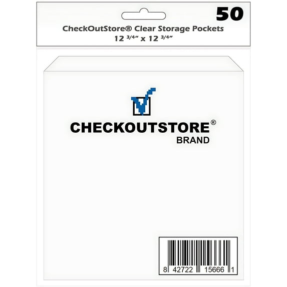 100 CheckOutStore Cardstock Clear Storage Pockets (12 3/4 x 12 3/4)