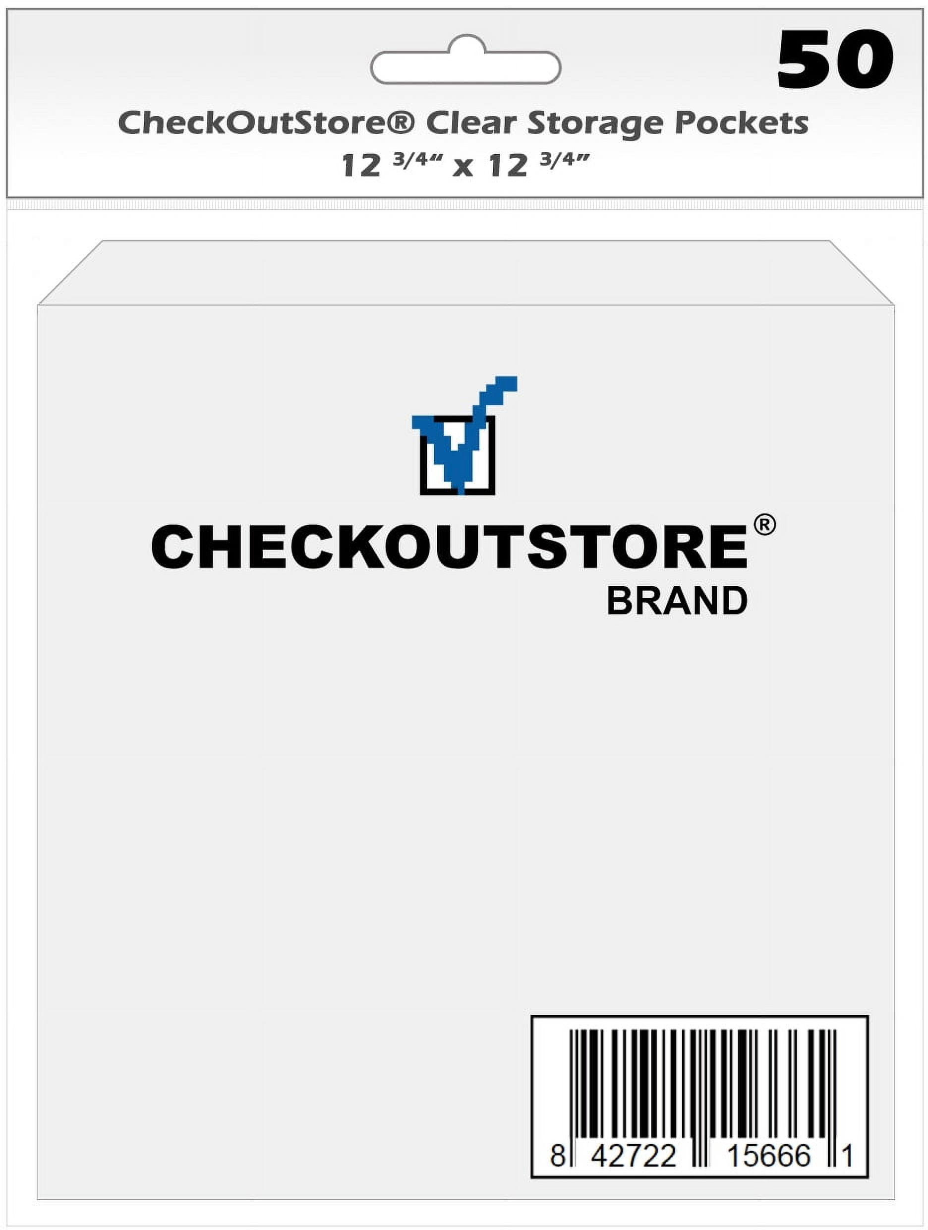 (100) CheckOutStore Clear Storage Pockets with Flap for Storing 12 x 12 Cardstock Paper used for Rubber Stamping & Scrapbooking (12 3/4" x 12 3/4") (Clear)