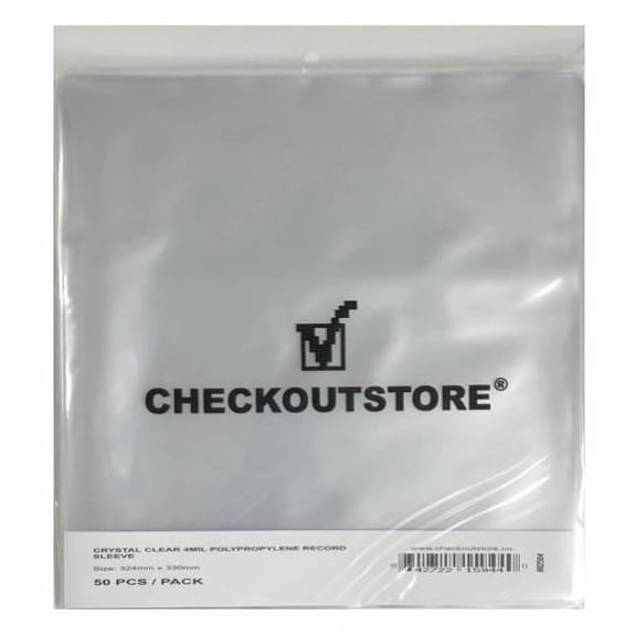(100) CheckOutStore Crystal Clear Plastic OPP Sleeves for 12" Vinyl 33 RPM Records (4mil - No Flap)