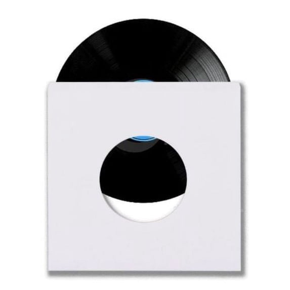 100 CheckOutStore Paper Record Inner Sleeves Round Corners With Hole for 7" Vinyl 45 RPM