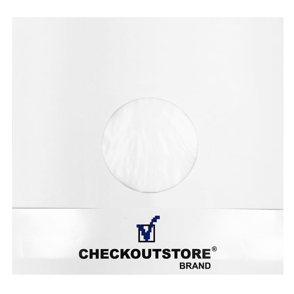 100 CheckOutStore Paper Record Polylined With Hole for 10" Vinyl Records (Inner Sleeves)