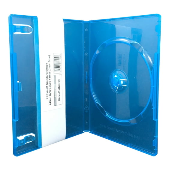 (100) CheckOutStore Premium Standard Single 1-Disc DVD Cases 14mm (Clear Blue)