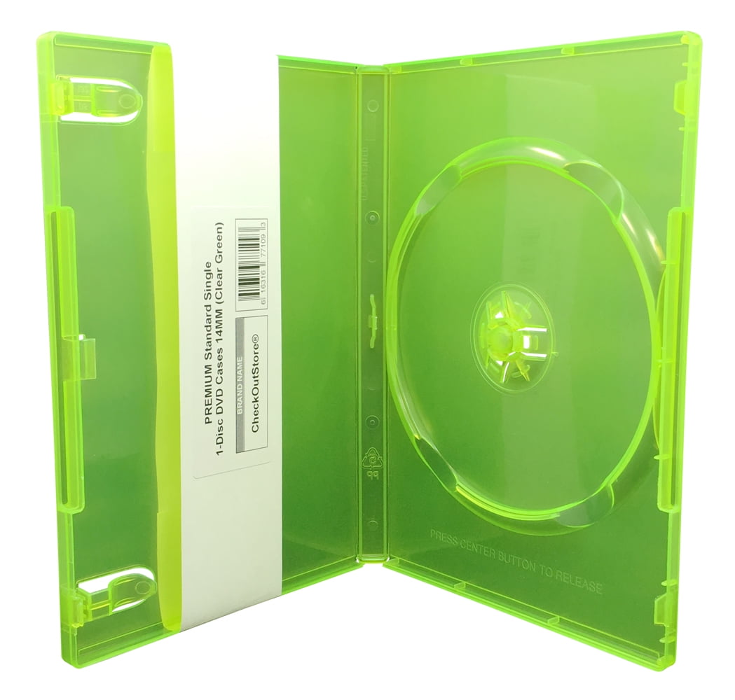 (100) CheckOutStore Premium Standard Single 1-Disc DVD Cases 14mm (Clear Green)