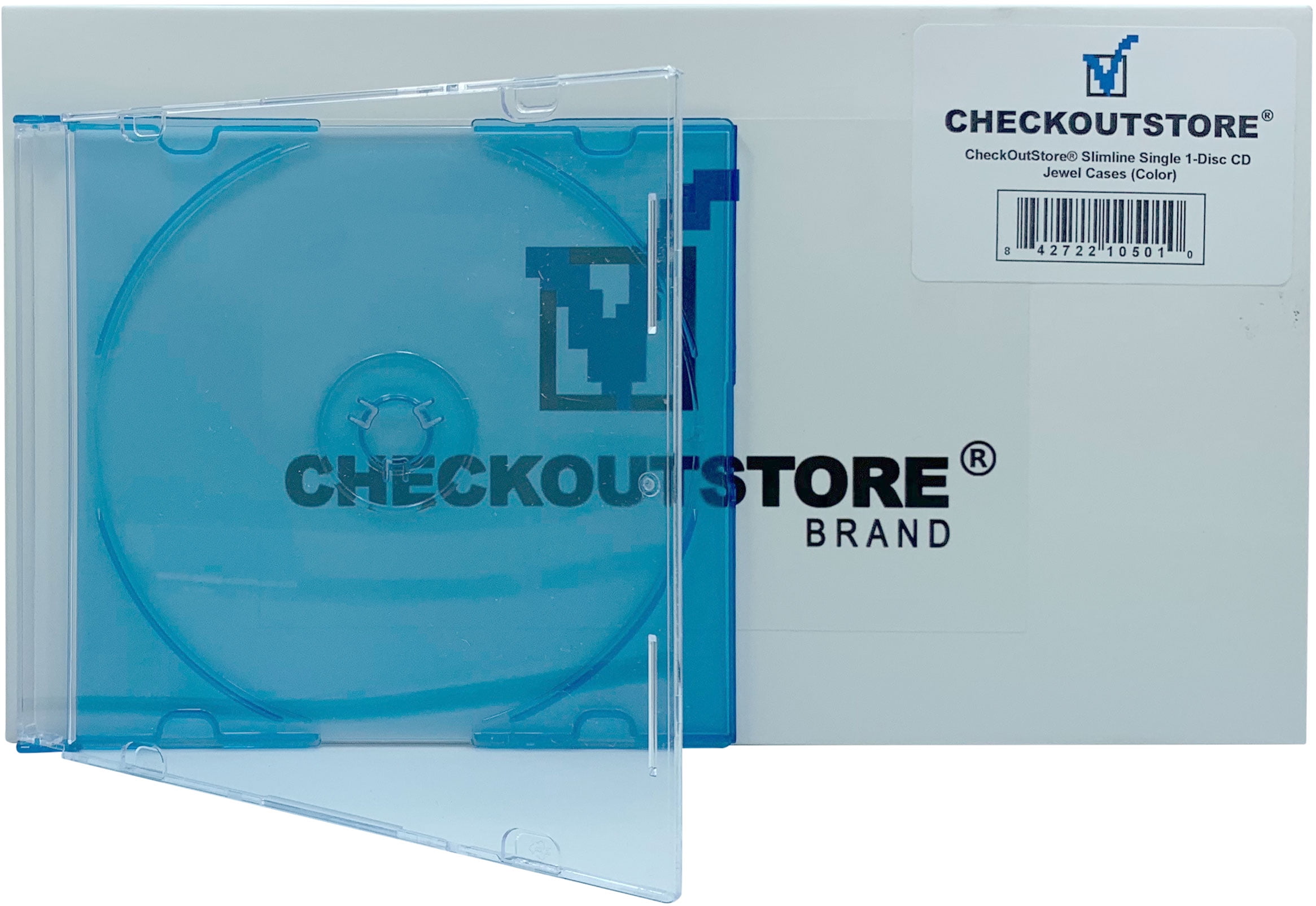 (100) CheckOutStore Slimline Single 1-Disc Color CD Jewel Cases (Blue)