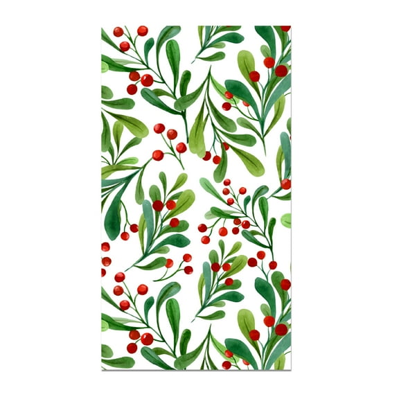 100 Christmas Berries Guest Napkins Disposable Paper, Xmas Holly Berry Greenery Dinner Hand Napkin Towel for Home, Powder Room, Wedding, Party, Decorative Fingertip Towels