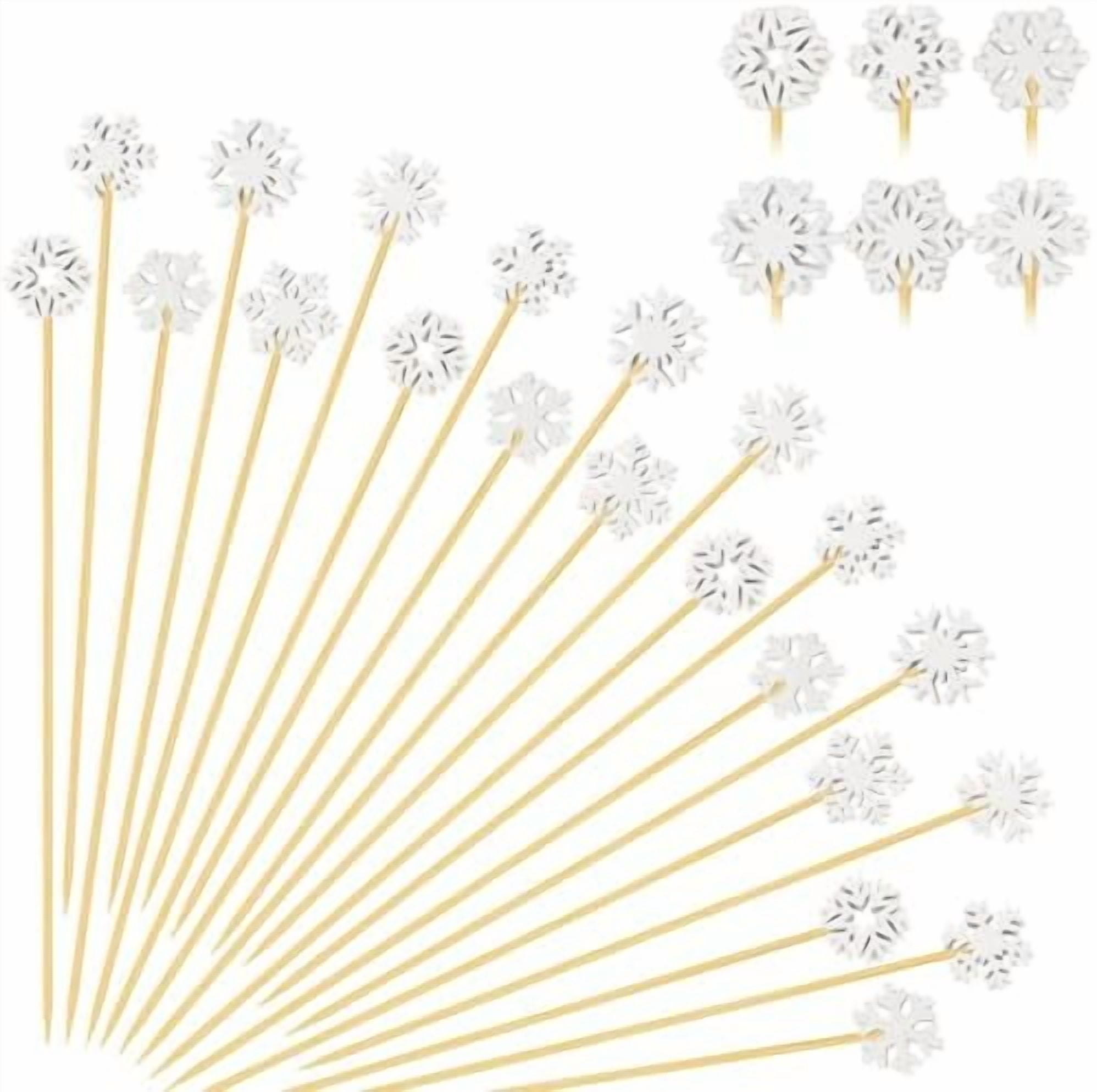 Christmas Cocktail Sticks, KITERI 200 Pcs Sandwich Cocktail Picks Canape Sticks Fruits Bamboo Toothpicks Snowflake Fruit Sticks Food Garnish Skewers For Drinks Appetizers Xmas Party Supplies Favors - View #6