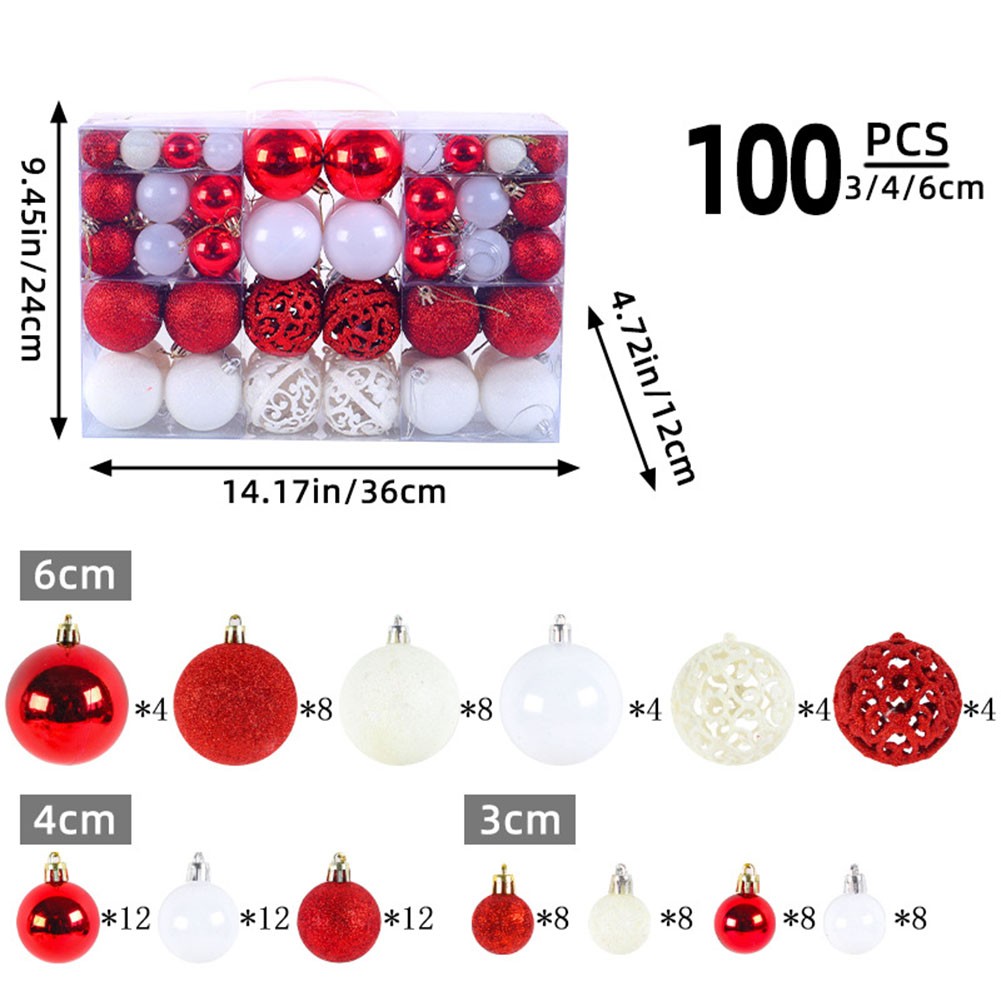 100 Christmas tree decoration balls, value gift box set, shatterproof