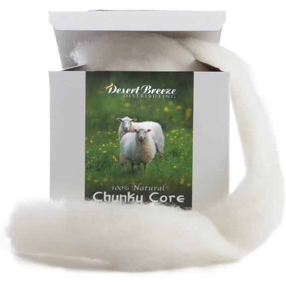 100% Chunky Core Wool, Maori, Carded Roving, Un-Dyed, 4 OZ Maori, Made in Italy, Core Wool for Needle Felting, Stuffing, 27 Micron