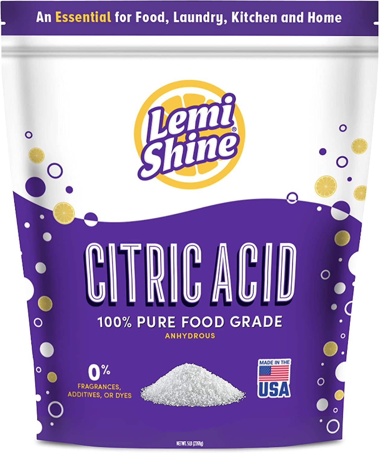 100 Citric Acid 5 Pound Bag l Pure FoodGrade Flavor Enhancer & AllNatural Preservative