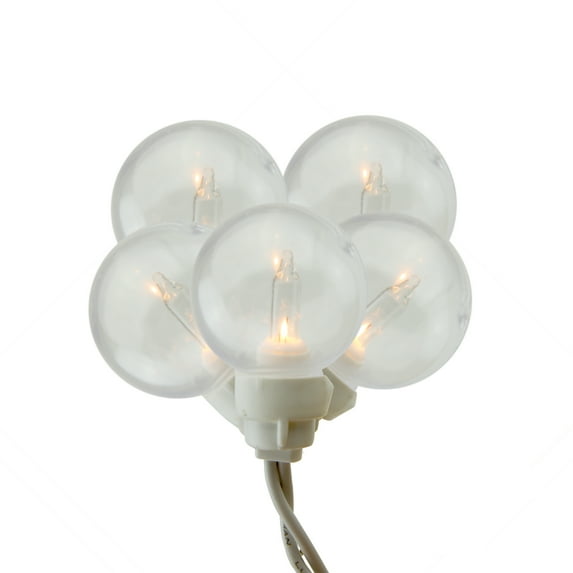 100 Clear G30 Globe Icicle Christmas Lights - 9.5 ft White Wire