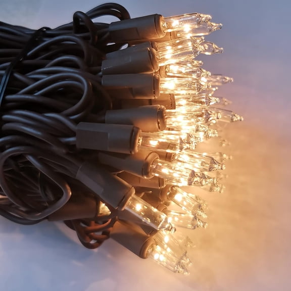 100 Clear Mini Brown Wire Christmas Lights 23ft Incandescent Waterproof UL Certified Fairy String Lights for Outdoor Indoor Home Party Holiday Xmas Tree Decoration