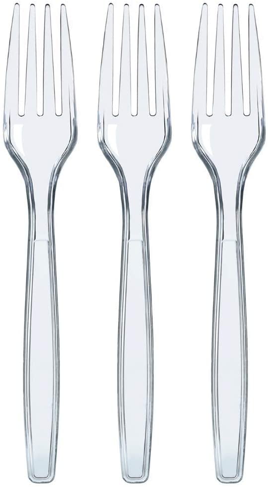 100 Clear Plastic Forks Heavy Duty Plastic Silverware Fancy Plastic