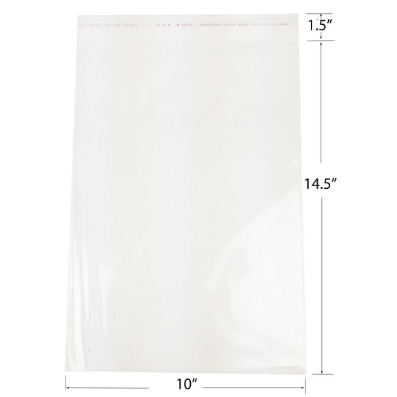 100 Clear Resealable Adhesive Cello Cellophane OPP Bag 10"x14.5" (100)