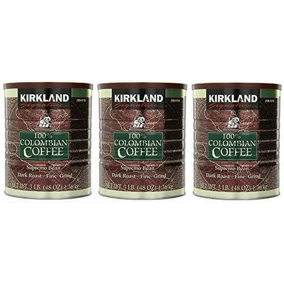 100% Colombian Coffee, Supremo Bean Dark Roast-Fine Grind, 3 lb (3 Cans)