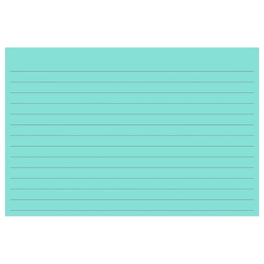 100 Color Cardstock 4" x 6" Index Cards, Aqua, Lined Landscape Format