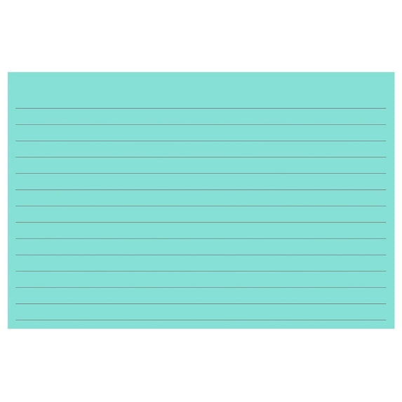 100 Color Cardstock 4" x 6" Index Cards, Aqua, Lined Landscape Format