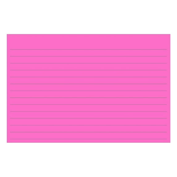 : 100 Color Cardstock 4" x 6" Index Cards, Bright Pink, Lined Landscape Format