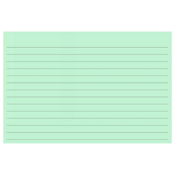 100 Color Cardstock 4" x 6" Index Cards, Light Green, Lined Landscape Format
