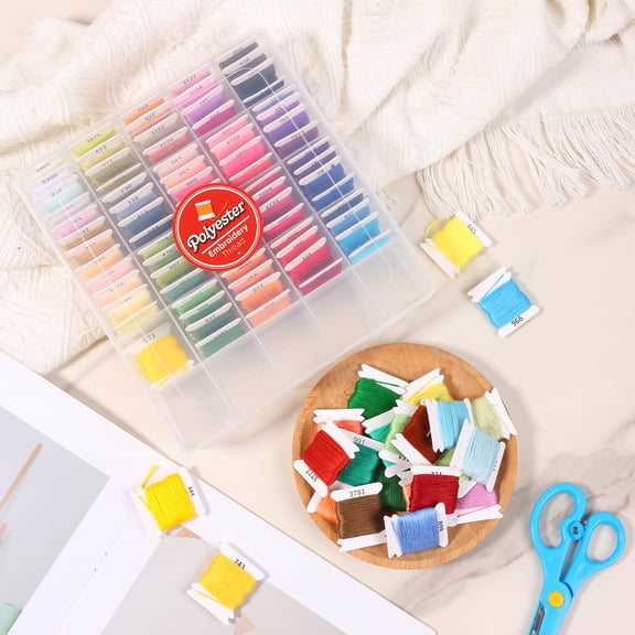 100 Color Embroidery Floss Kit,Embroidery Thread Floss Friendship Bracelet String Kit with DMC Color for Cross Stitch Sewing,Coding 8 m Each