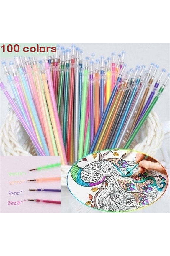 100 Color Gel Pen Refill Glitter Pen for Coloring Drawing Craft Marker Refill 12/18/24/36/48/100 colors