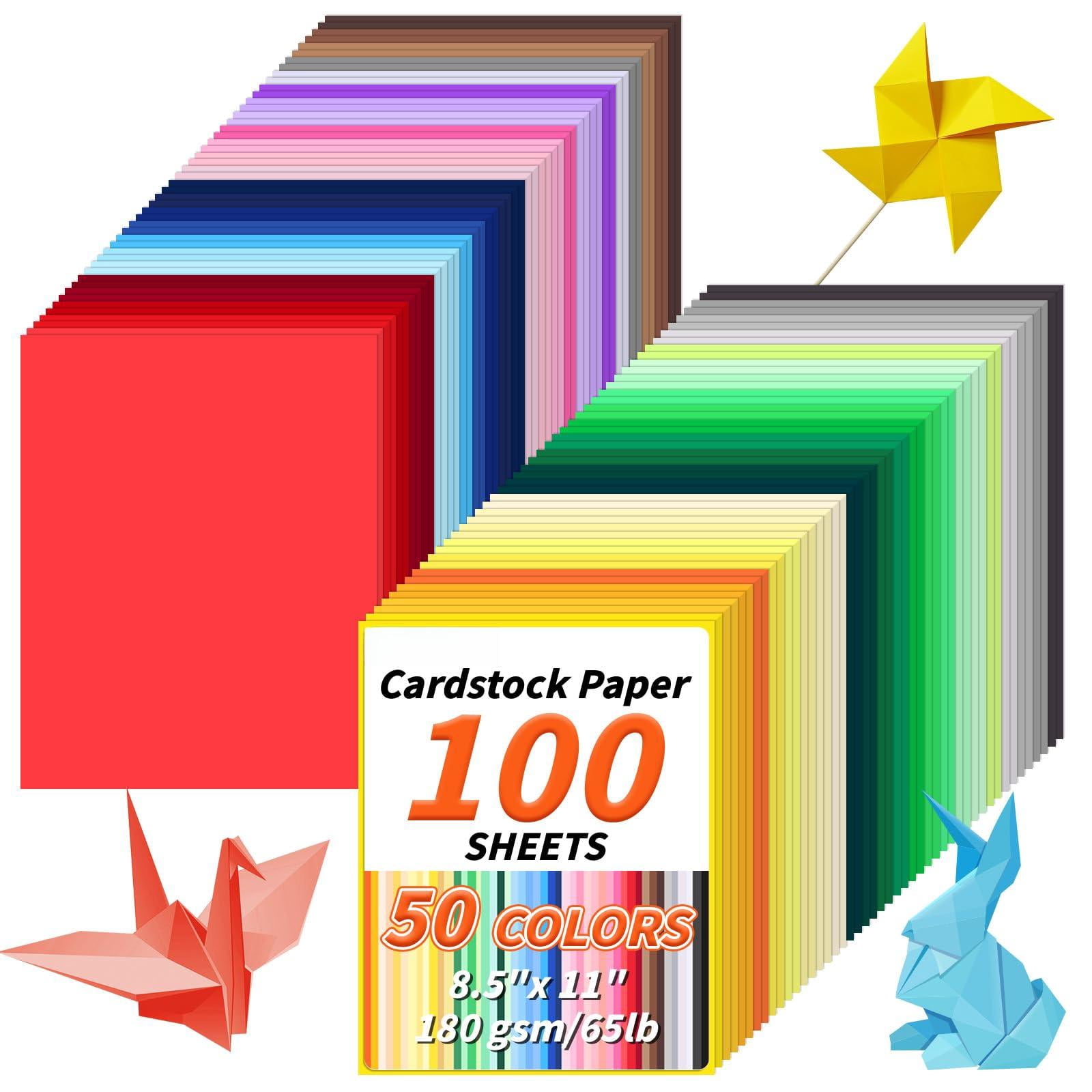 100 Colored Cardstock Bulk 50 Assorted Colors  8.5" X 11" Paper Construction 180gsm Card Stock Printer Scrapbooking Supplies For Diy Crafts Making