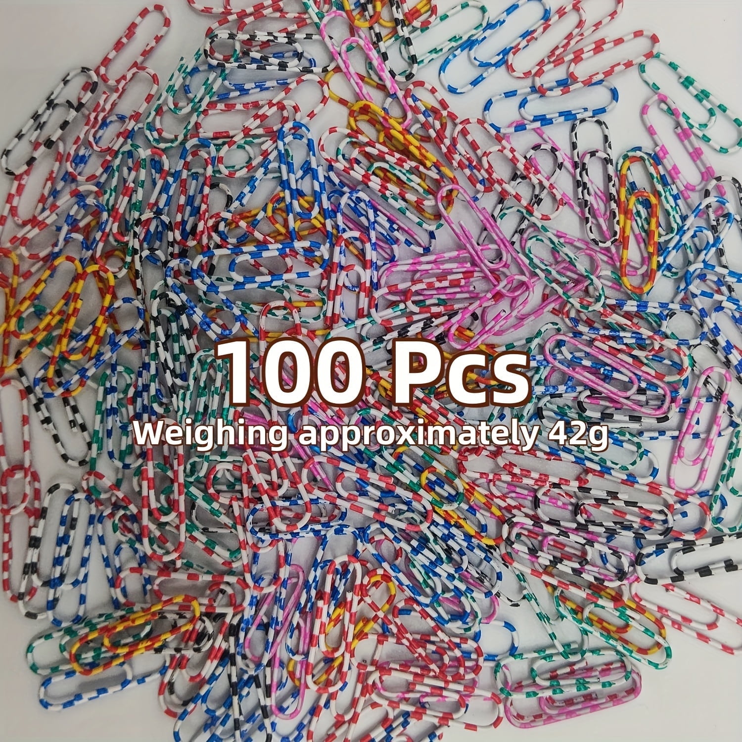 100 Colored Paper Clips - Decorative Pattern Metal Clips for Office ...