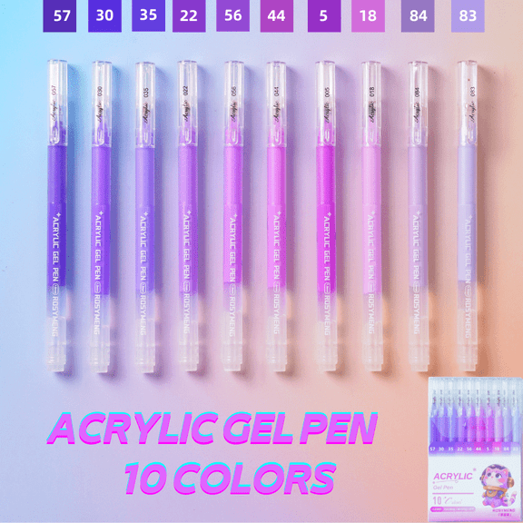 10 Colors Acrylic Gel Pens for Drawing, 1mm Fine Point Acrylic Ink Pen, Opaque Archival Bright Ink Pens for Black Paper Drawing
