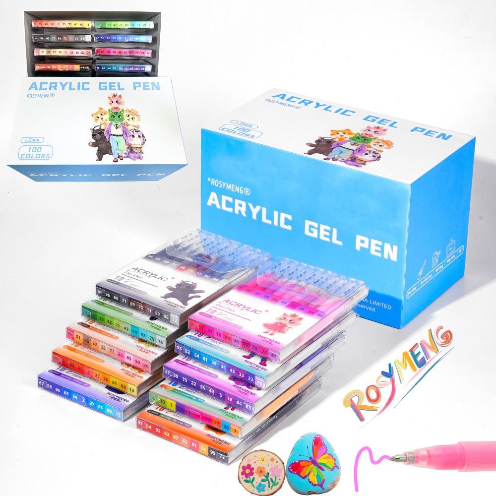 100 Colors Acrylic Gel Pens for Drawing, 1mm Fine Point Acrylic Ink Pen, Opaque Archival Bright Ink Pens for Black Paper Drawing